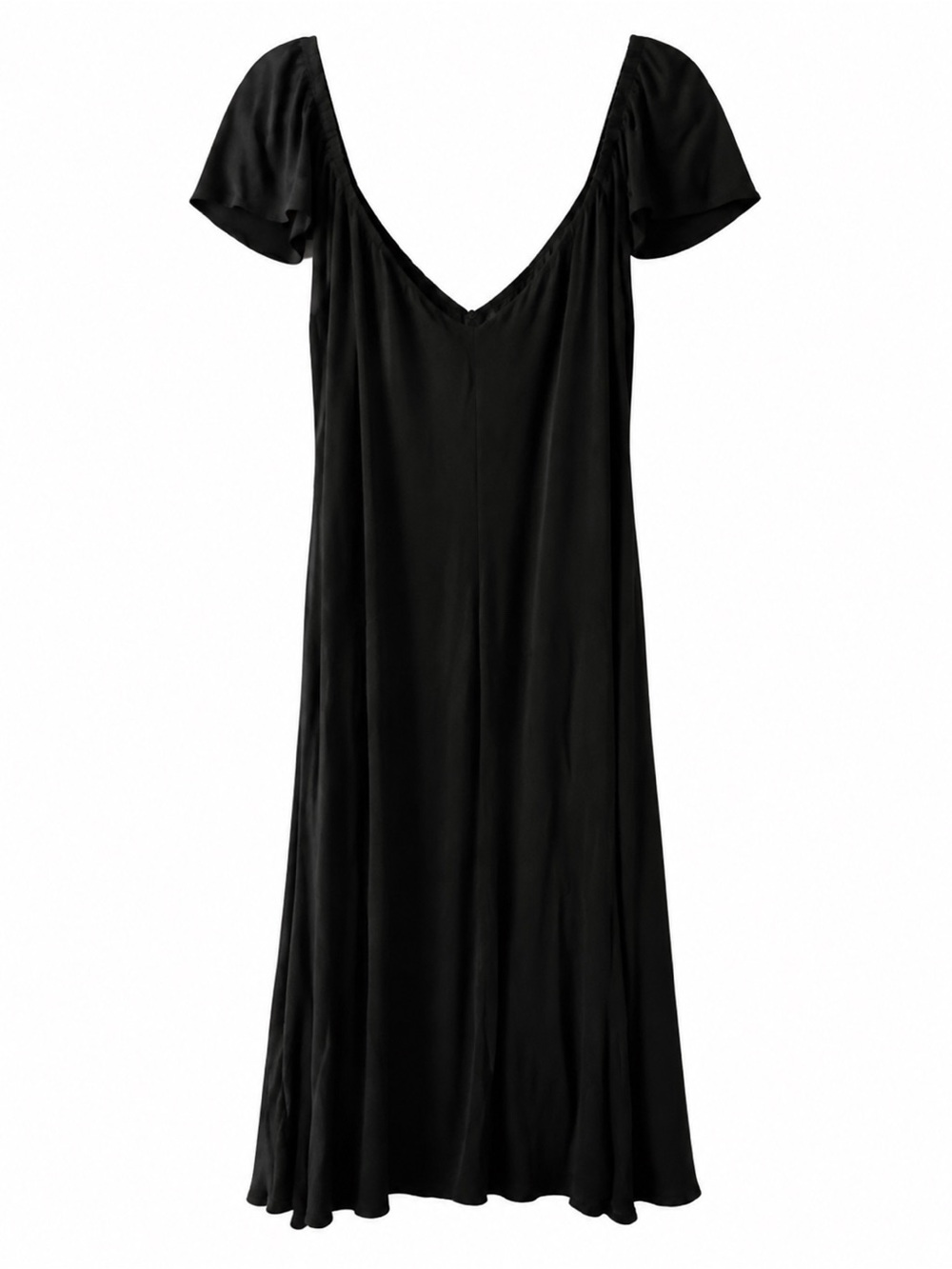 NWT Quince Georgette Short Sleeve Midi DressTrue Black Size XL Minimalist Casual